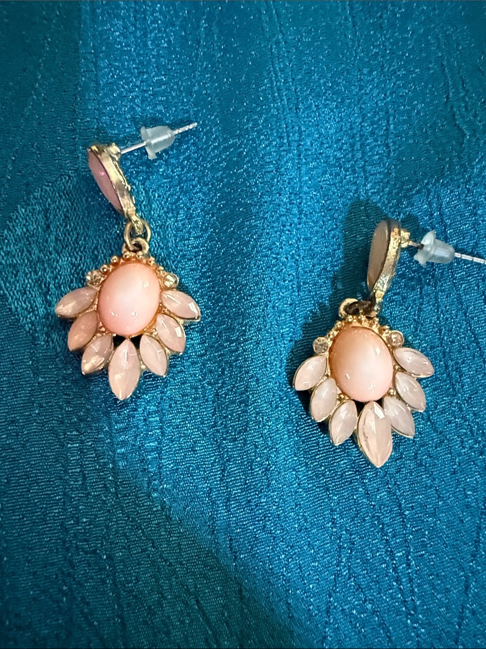 Gold-Tone Pink Stone Drop Earrings - Women Jewelry